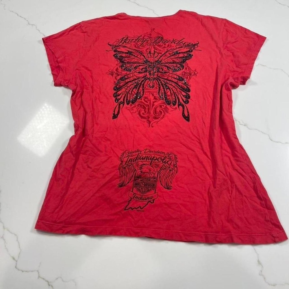 Y2K women's Harley Davidson, lightweight, graphic T-shirt, butterfly studded